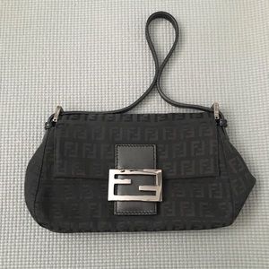 Authentic Fendi Black Monogram Buckle Purse.